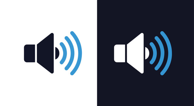Speaker icon with sound volume waves - Blue icon set - Modern style icon  - Glyph and solid icon set - Icon vector