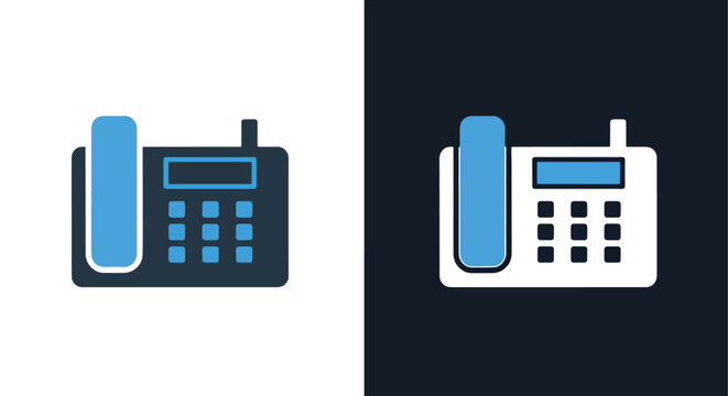 Office telephone device communication icon - Blue icon set - Modern style icon  - Glyph and solid icon set - Icon vector