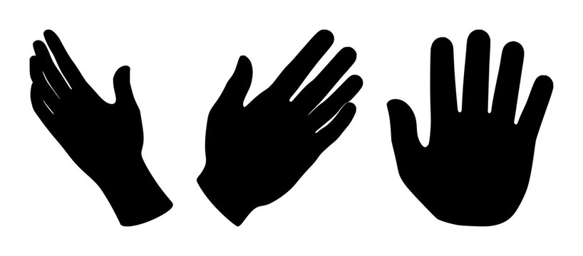 Haptic feedback hand icon set with solid black icon on white background featuring gesture, touch, interaction with iconography and user interface