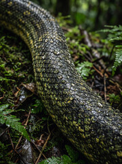 Obraz premium Snake Scales Macro Close-Up with Water Droplets Jungle Texture