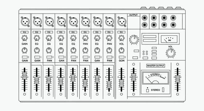 audio mixer board sound engineering console music production equipment