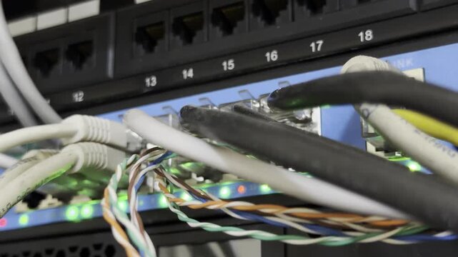 Cables are connected to network ports