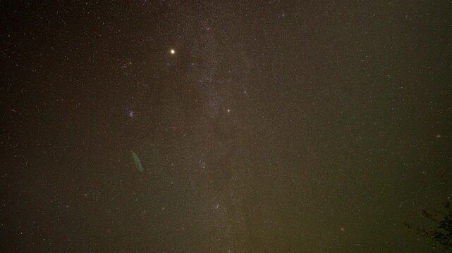 Time lapse Milky Way on a clear night. The long night saw the Milky Way begin to perpendicular to the sky. The night sky sparkles with stars.