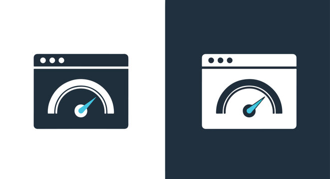 Speedometer icon website performance test - Line and glyph solid icon and logo template - Clipart, sticker - icon set