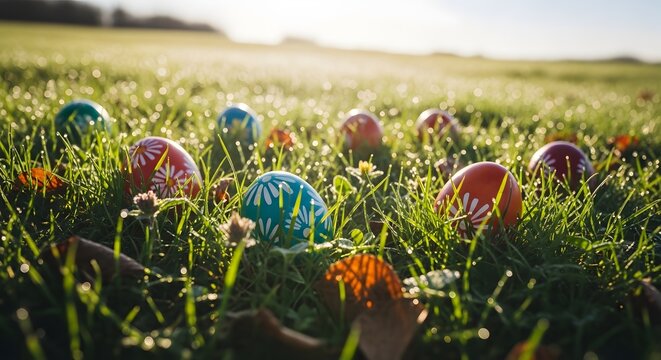 easter eggs in grass