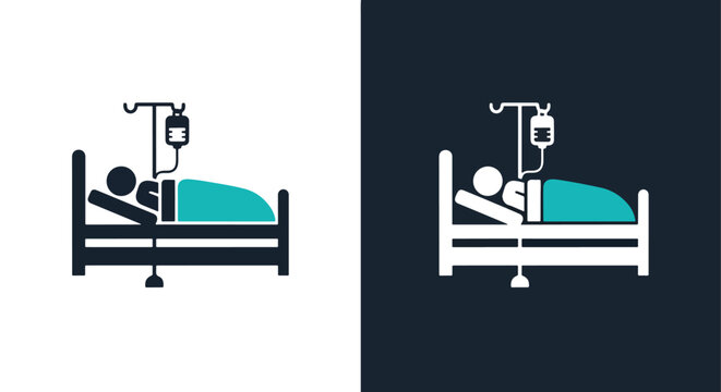 Patient hospital bed IV drip icon - Blue icon set - Modern style icon  - Glyph and solid icon set - Icon vector
