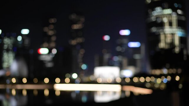 Defocused Shenzhen metropolis nightscape with glowing lights