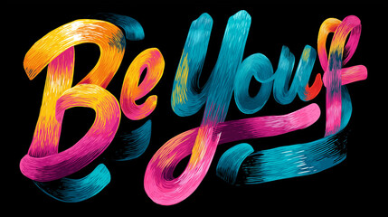 Obraz premium Inspirational quote typography design celebrating authenticity and individuality, be yourself concept, self-confidence and originality, poster and merchandise design, with copy