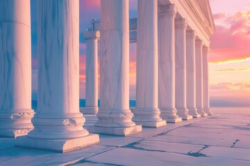 Obraz premium Pillars of Roman-era Templ architecture building outdoors.