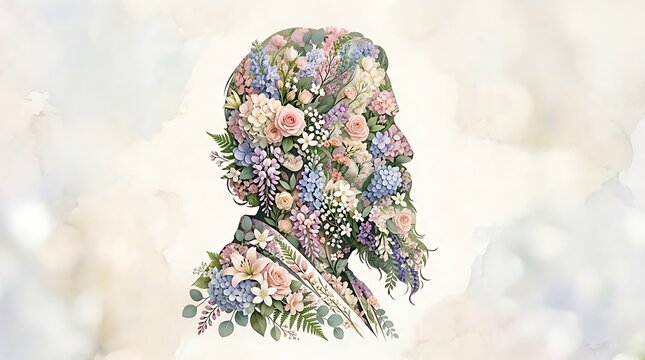 Rabindranath Tagore's silhouette on Rabindra Jayanti with floral illustration