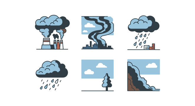 Polluted sky Line art vector creative modern abstract illustration