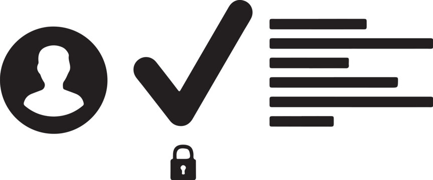 Black and white user profile verification with lock