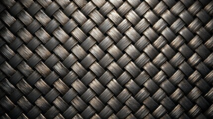 Fototapeta premium Intricate metallic braid pattern displays a dark woven texture under dramatic lighting