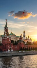 Fototapeta premium Moscow Kremlin Sunset.