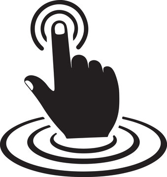 Black hand with finger pointing up and ripples waves