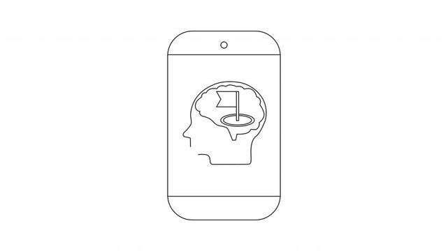 Smartphone Navigation Concept - Brain with Flag Icon on Screen.