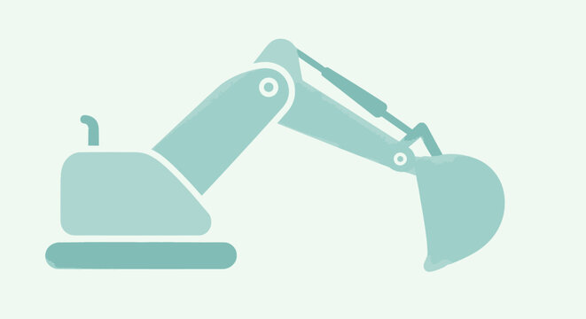 Minimalist Excavator Icon: Construction Machine, Heavy Equipment, Digging Vehicle