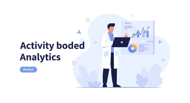 Activity Based Analytics: Scientist Analyzing Data on Laptop with Charts