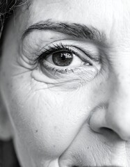Fototapeta premium Close-up of a 50-year-old beautiful hispanic woman's face