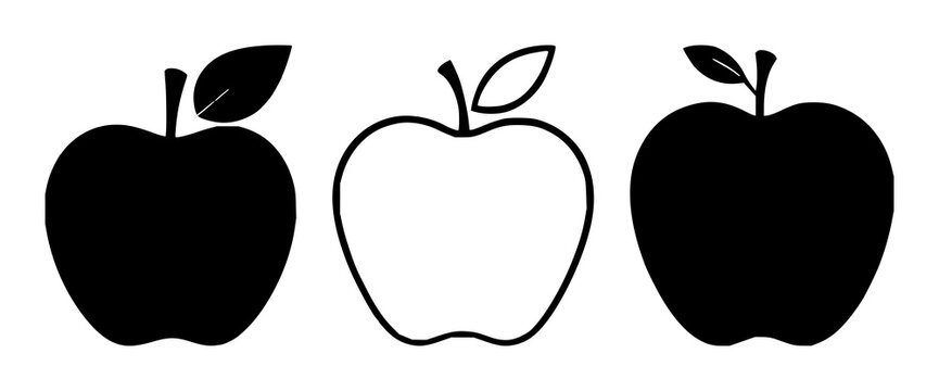 Apple teacher icon set with solid black outline on white background featuring teacher symbol, education, apple icon with educational and teaching elements
