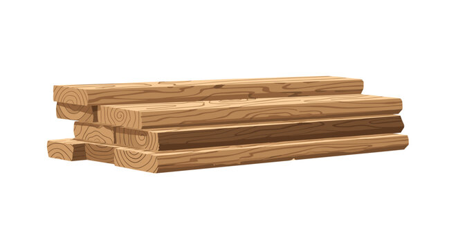 A meticulous stack of raw light brown wooden planks displays intricate grain textures and circular growth rings against a clean and neutral white background.