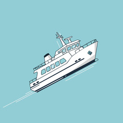 Obraz premium Modern Cruise Ship Sailing on Calm Sea in Clear Sky