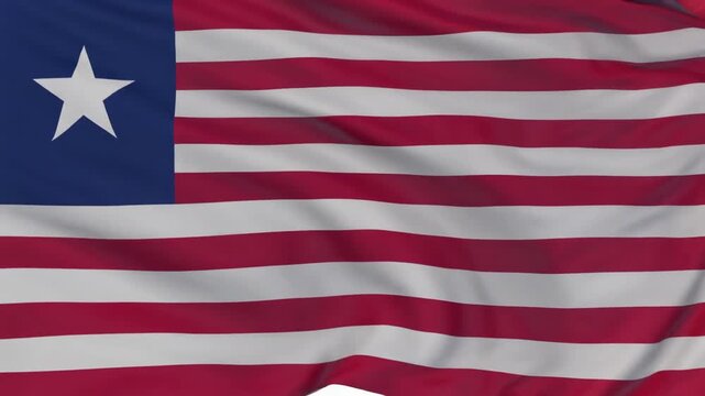 Liberian national flag with eleven stripes and single white star in blue square, symbolizing independence, heritage, unity, and historical identity.