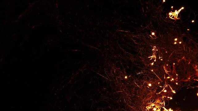 4k Slow motion shot of burning steel wool for cool transition, background and fire effects 
