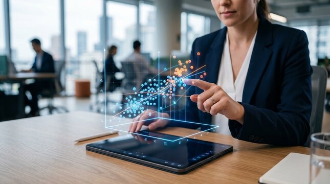 3D Hologram Scatter Plot on Tablet Risk Assessment