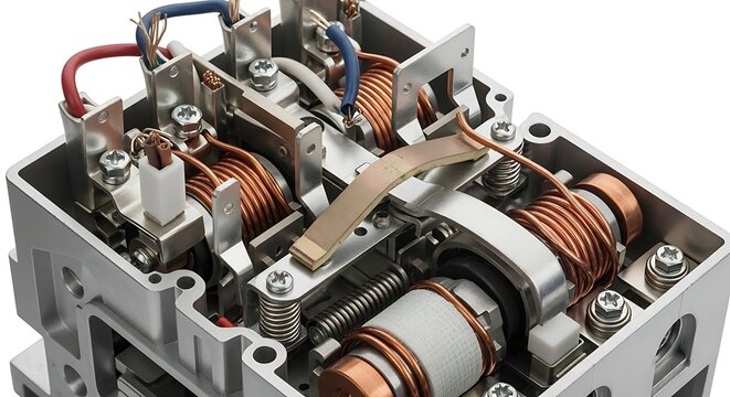 Detailed Electrical Contactor Mechanism Close Up View.