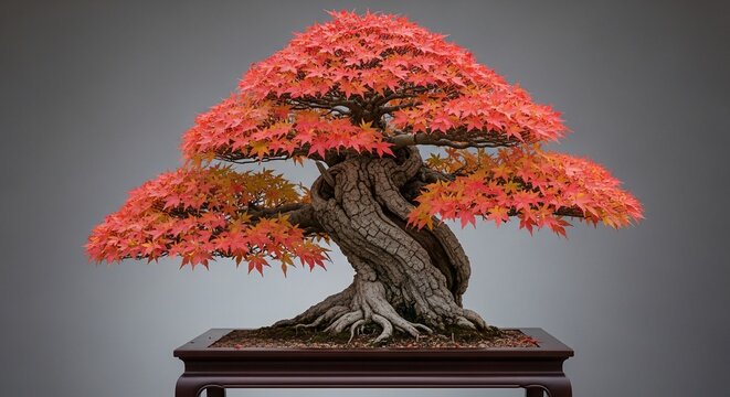 Bonsai tree autumn leaves
