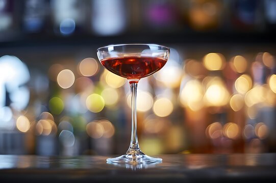 Lucien Gaudin Cocktail in Coupe Glass at Bar