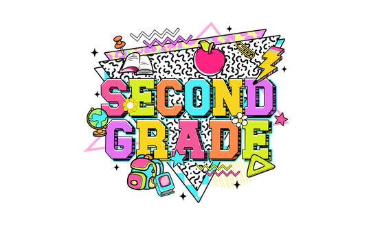 Groovy Second Grade Back to School Art Sublimation Design