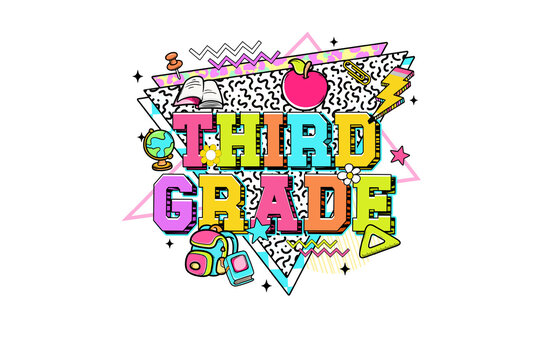 Funky 90s Third Grade Education Graphic Sublimation Design