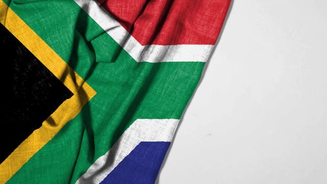 South Africa Flag Fabric Texture With Bold Colors And Worn Edges