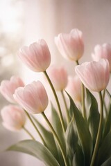 Fototapeta premium Delicate pink tulips in bloom.