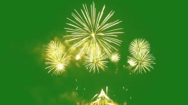 Fireworks crackers green screen.