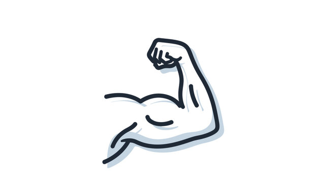 Cartoon arm flexing vector illustration symbolizing strength and power