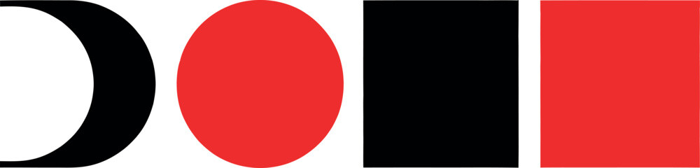 Obraz premium Geometric shapes in red and black on white background