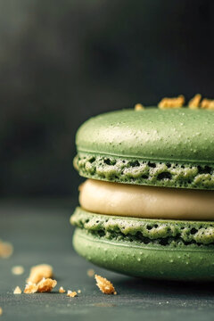 A stack of colorful macarons on a table, perfect for baking or dessert inspiration. vertical frame