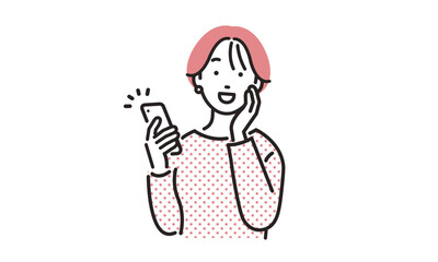 スマホを見て喜ぶ女性 © gugu