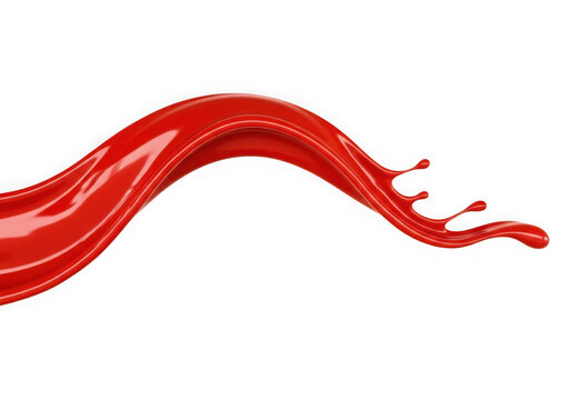 A stream of red liquid splashing isolated on transparent background