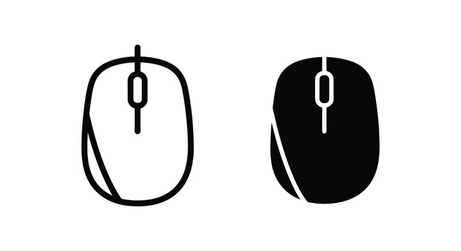 Two computer mice icons one white and one black shown as a silhouette