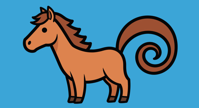 Brown Horse Cartoon Animal Illustration.