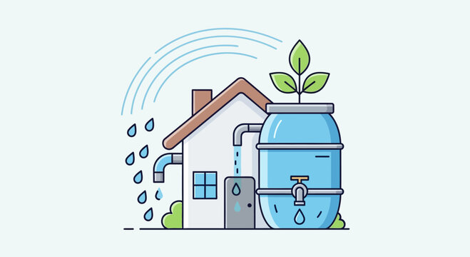 Rainwater Harvesting Barrel System For Home.