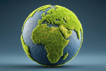 Fototapeta premium Mossy Earth Europe & Africa show lush green growth, planet
