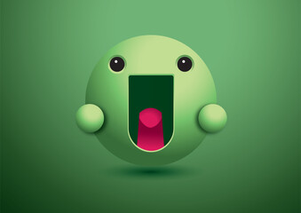 Green monster character with open mouth. © Rois