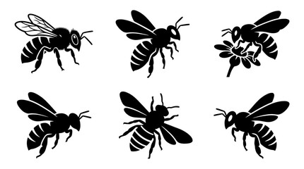 Fototapeta premium bee silhouette vector set