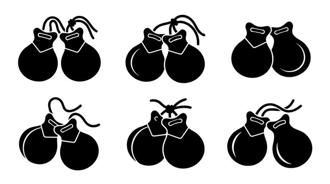 castanets silhouette vector set