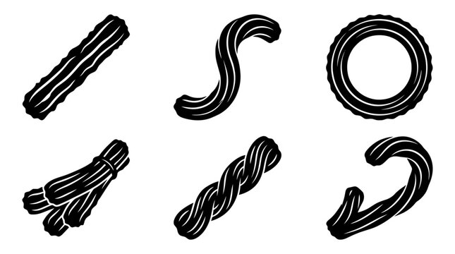 churro silhouette vector set